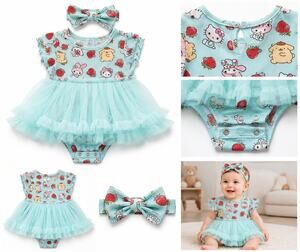 Hello Kitty & Friends Baby Tutu Bodysuit Dress with Matching Bow Headband